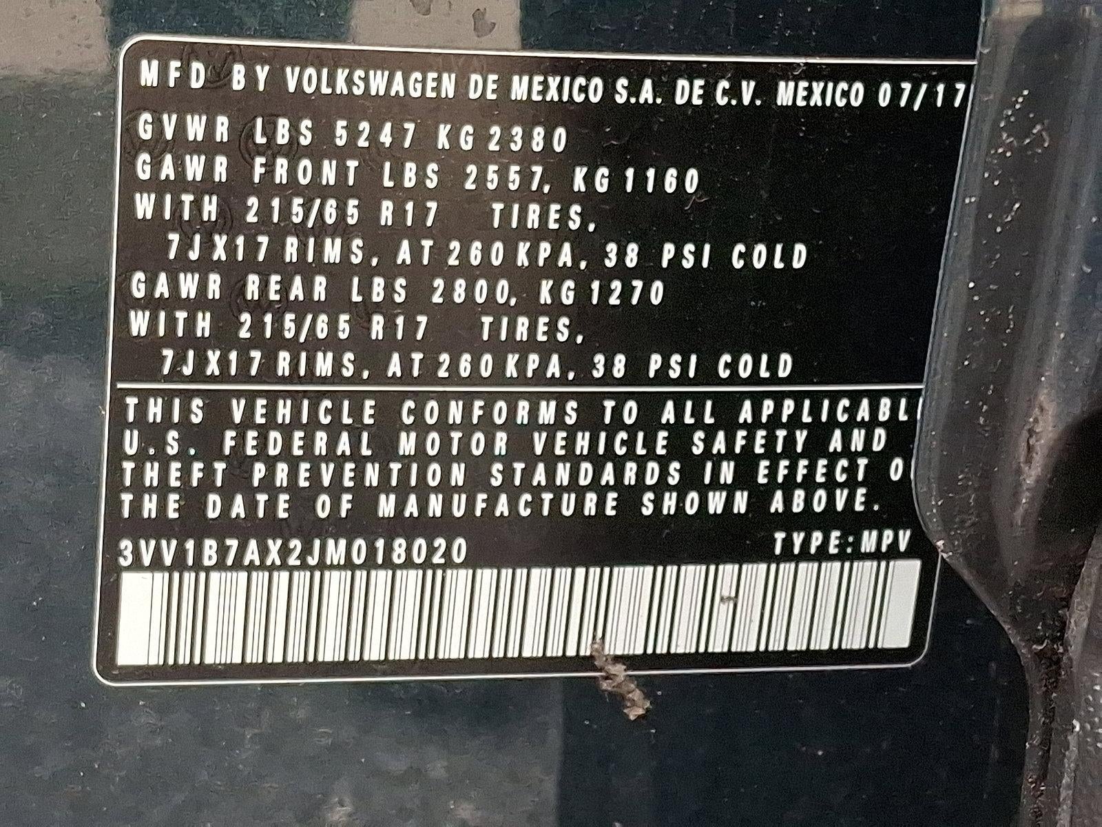 2018 Volkswagen Tiguan 2.0T S