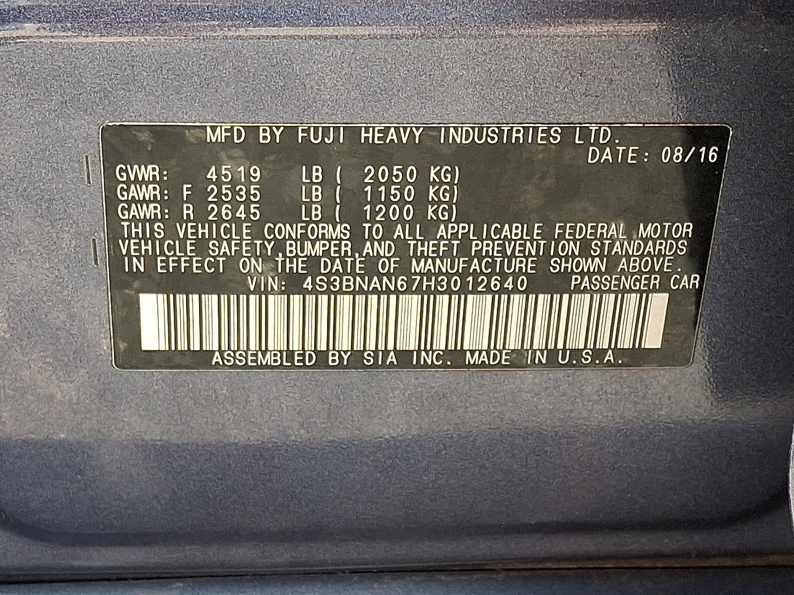 2017 Subaru Legacy 2.5i Limited