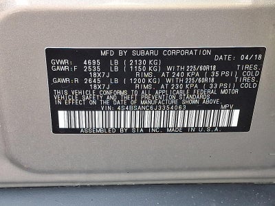 2018 Subaru Outback 2.5i Limited