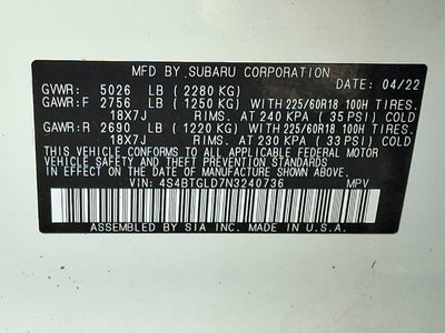 2022 Subaru Outback Onyx Edition XT